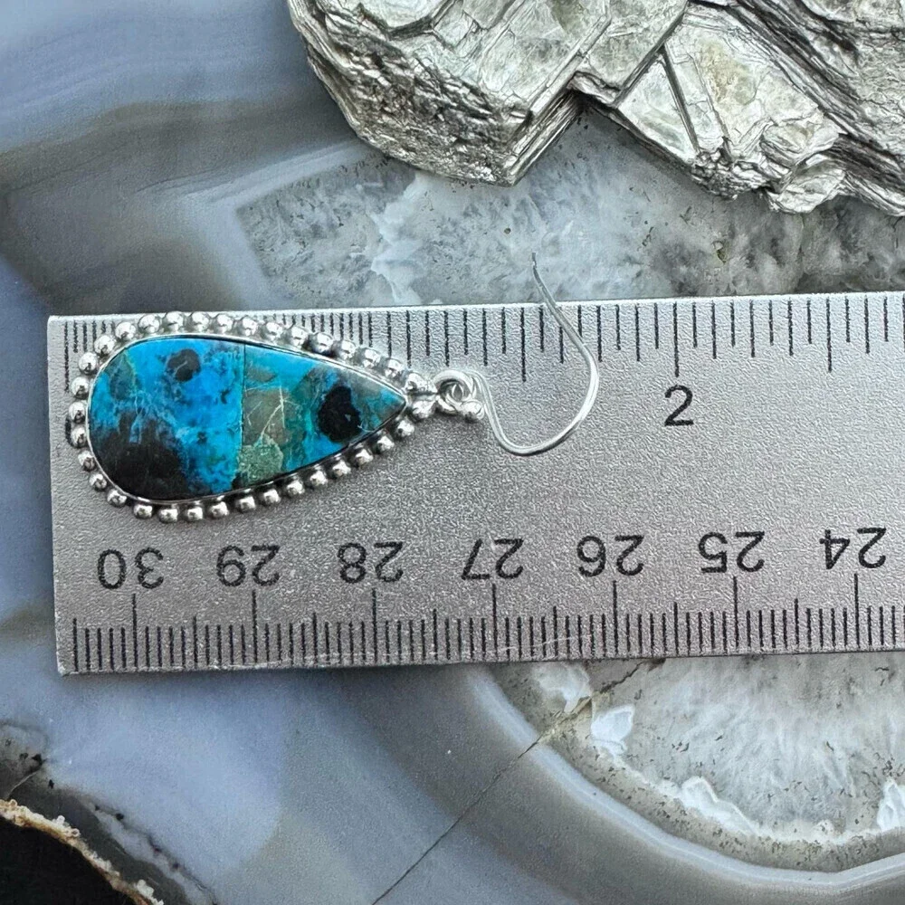 Sterling Southwestern Style Teardrop Shattuckite Dangle Earrings For Women